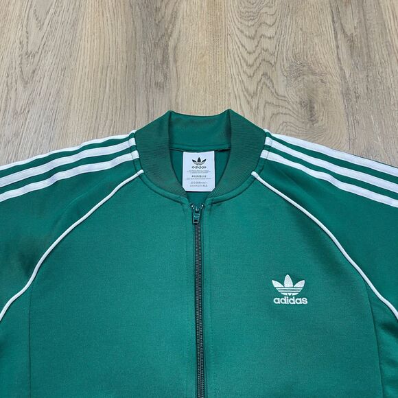 Adidas Green Track Jacket with White Stripes - Picture 2 of 9